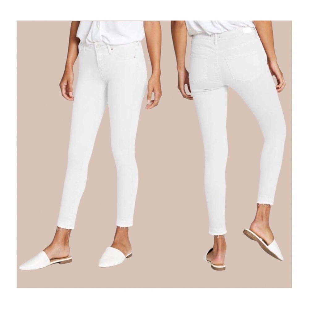 Dear John Gisele High Waisted Skinny Jean White Frayed Hem Denim Stretch Size 29